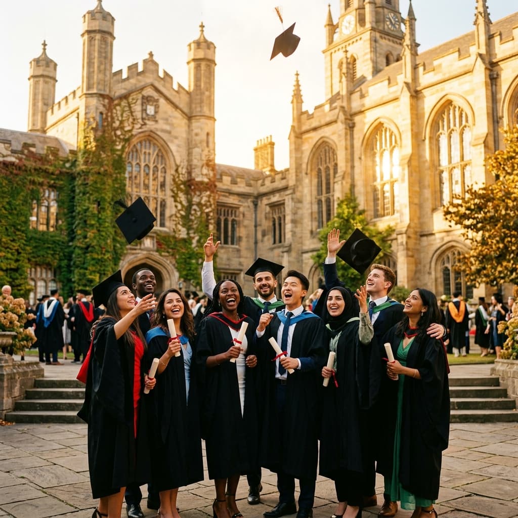 Students celebrating graduation
